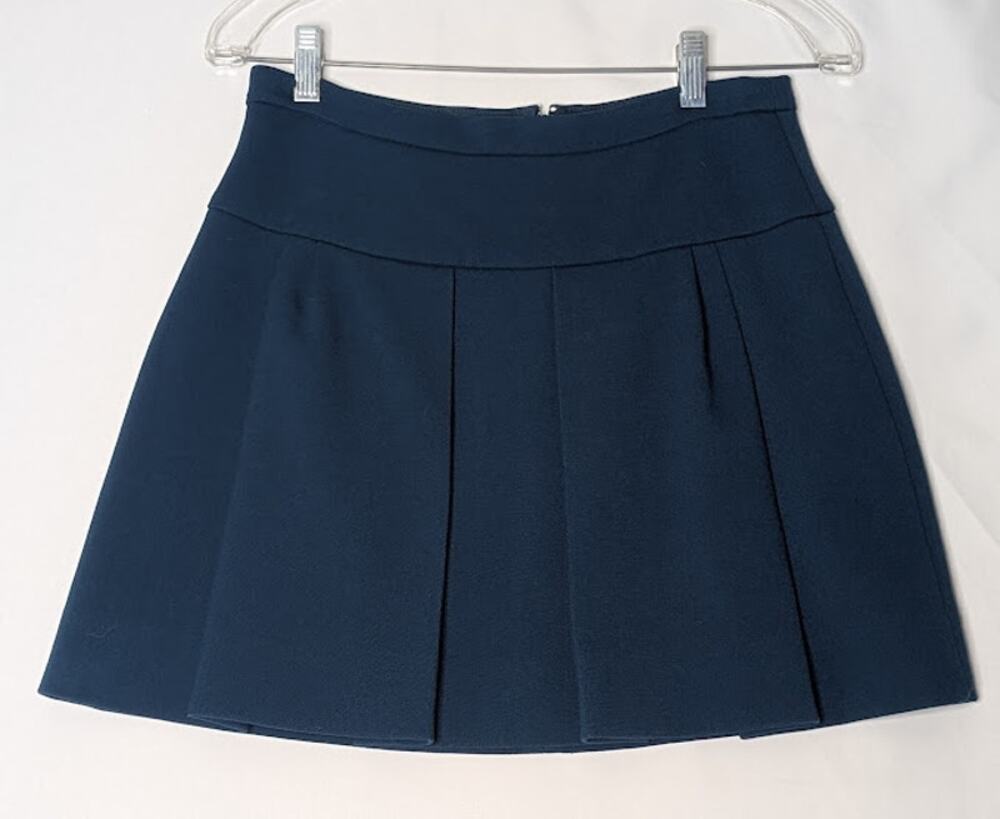 J. CREW Blue Pleated Thick mini Skirt schoolgirl Indie Office siren Twee size 0